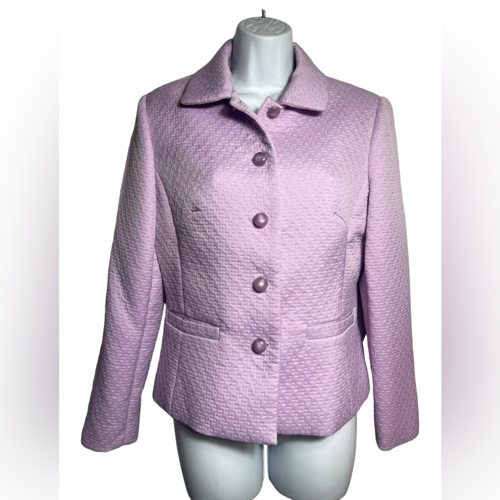 Petite Sophisticate blazer size 8 soft lavender textured summer jacket w/pockets